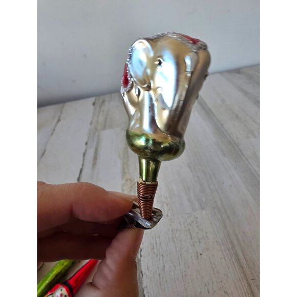 Vintage elephant clip mercury glass ornament glitter Xmas tree - Picture 2 of 8